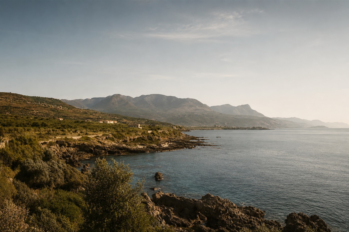 De kust van de Mani in Zuid-Griekenland
