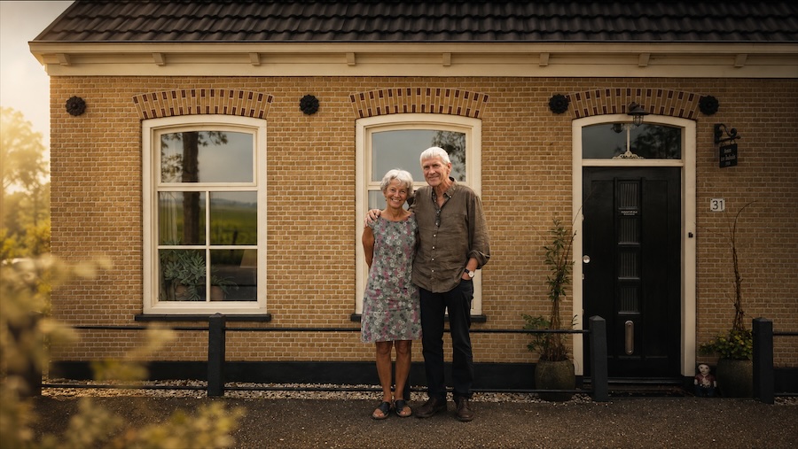 Els en Jan voor het huis aan de Noorddijk