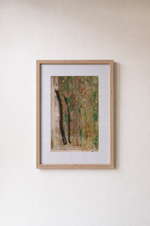 Mosgroen, Collage, inkt en acryl op papier, Els Schram