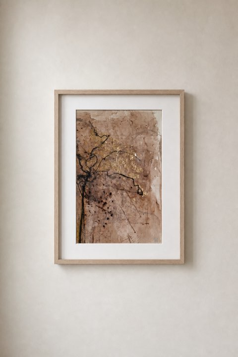 Goudader, Collage, potlood en gouache op papier, Els Schram