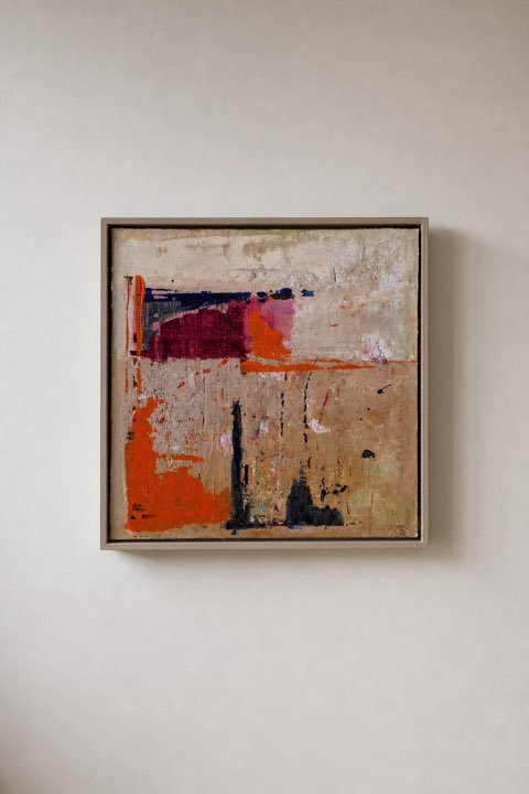 Kade I, Acryl, pigment en draad op doek, Els Schram