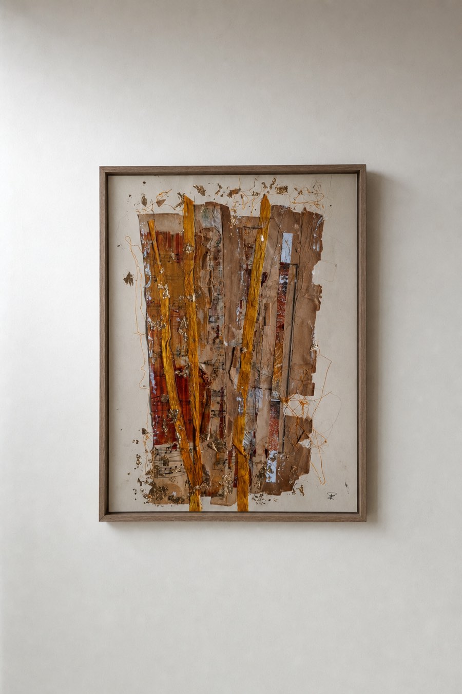 Riet, Collage en inkt op papier, Els Schram