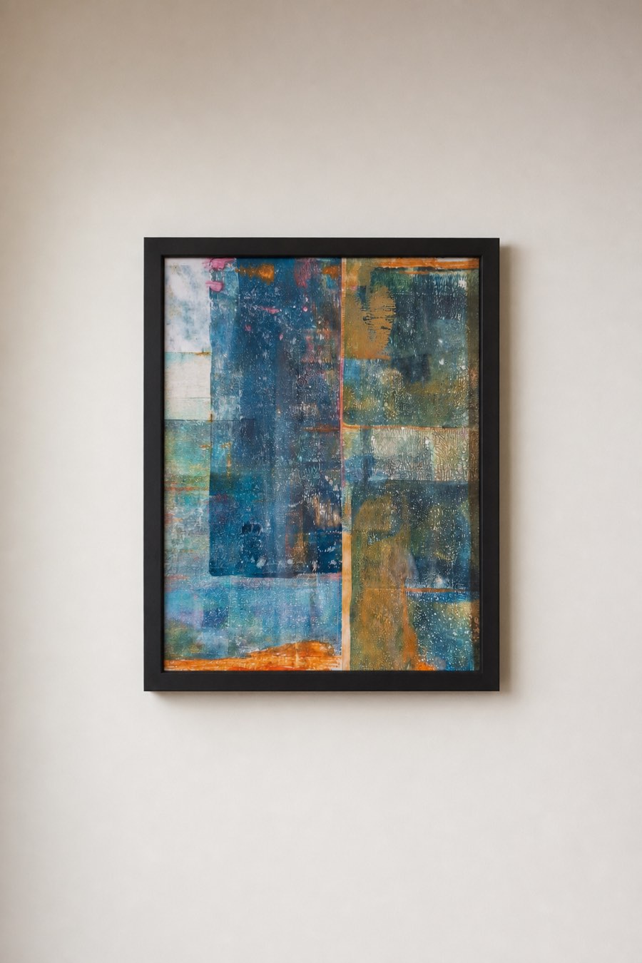 Getij, Monoprint acrylverf, Els Schram
