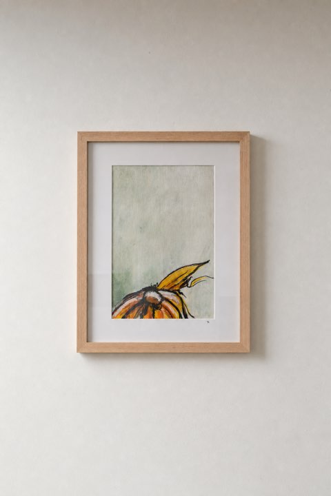 Zonnebloemen IV, Linnen, acryl en inkt, Els Schram