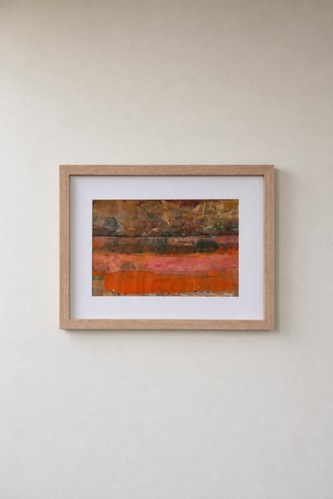 Zongebrand II, Monoprint met goud en houtskool, Els Schram