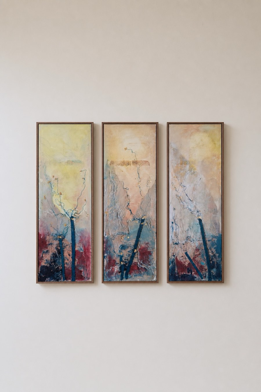 Rietkraag, Acryl, zijde en goud, Els Schram