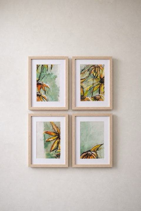 Zomer 96 series, Gemengde techniek doek, acryl, krijt en inkt, Els Schram